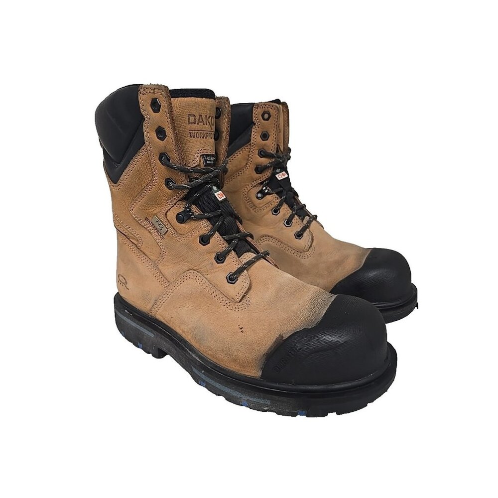 DAKOTA Men's 8" Steel Toe Steel Plate Quad Comfort Work Boots 8522 Wheat 9W